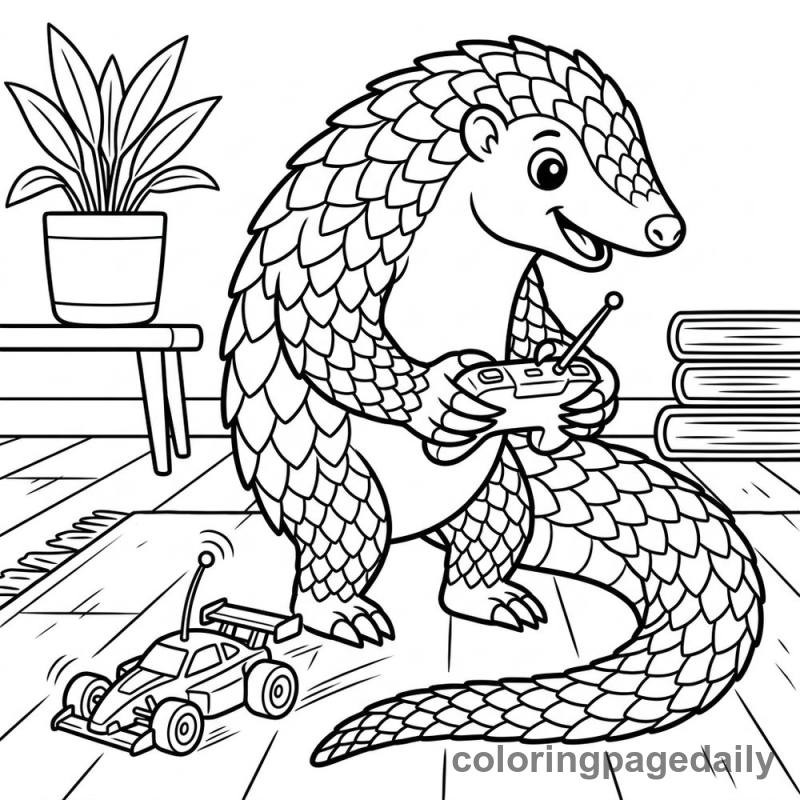Pangolin Playing Remote Control - Colored reference example