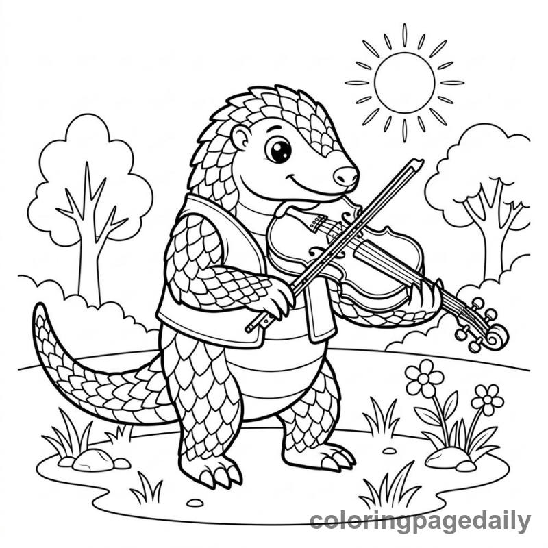 Pangolin Playing Violin - Colored reference example
