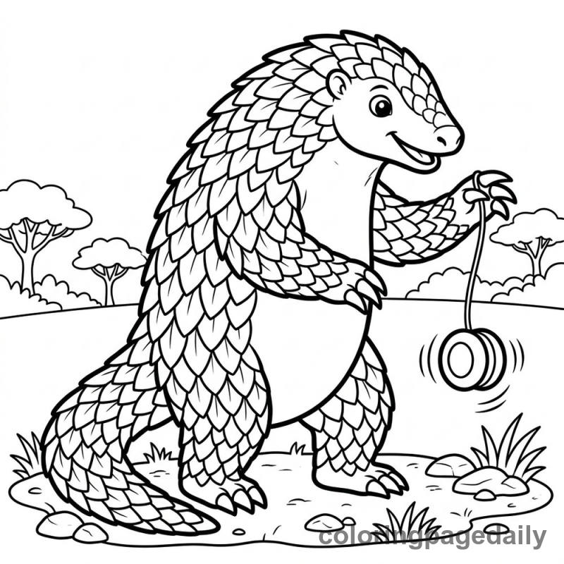 Pangolin Playing Yo-Yo - Colored reference example