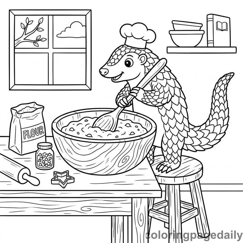 Pangolin Stirring Cookie Batter - Colored reference example