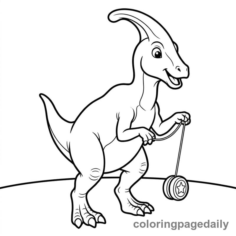 Parasaurolophus Playing Yo-Yo - Colored reference example