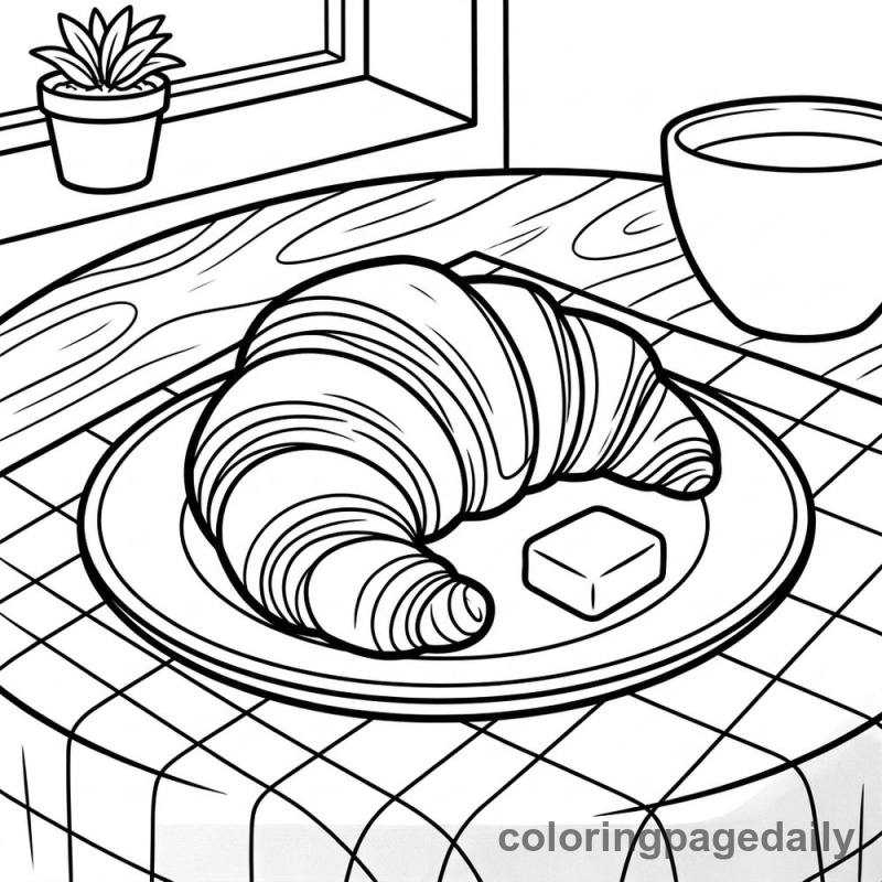 Perfect Parisian Croissant - Daily printable coloring page in Food category
