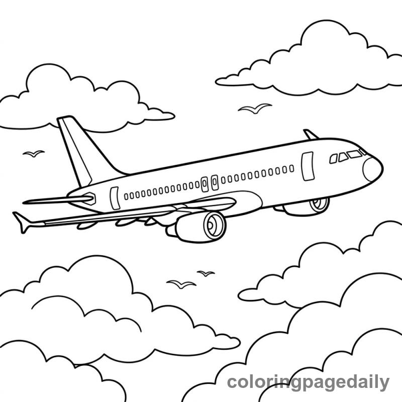 Passenger Airplane Flying - Colored reference example