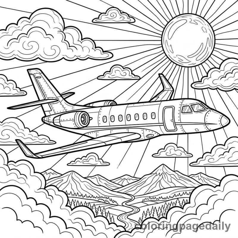 Passenger Airplane Flying - Colored reference example