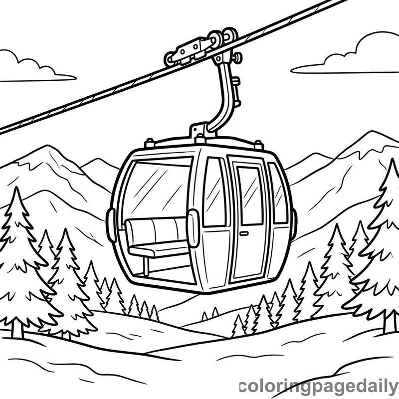 Passenger Ski Gondola Gliding - Colored reference example