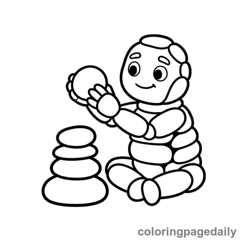 The Golem's Balancing Act - Daily printable coloring page in Mythical Creature category