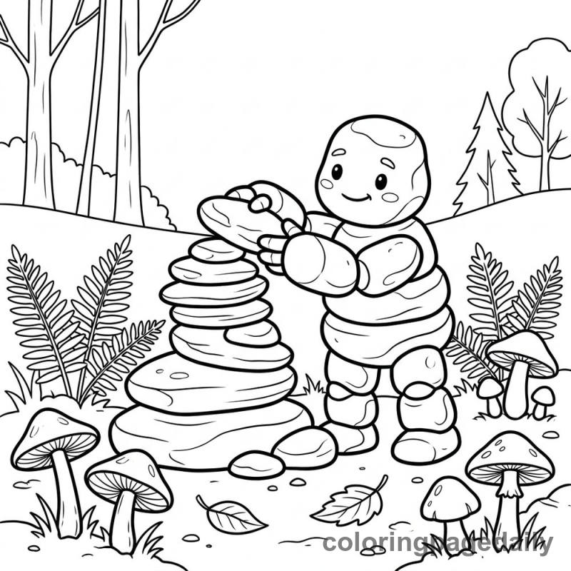 Pebble Golem Building Cairn - Colored reference example