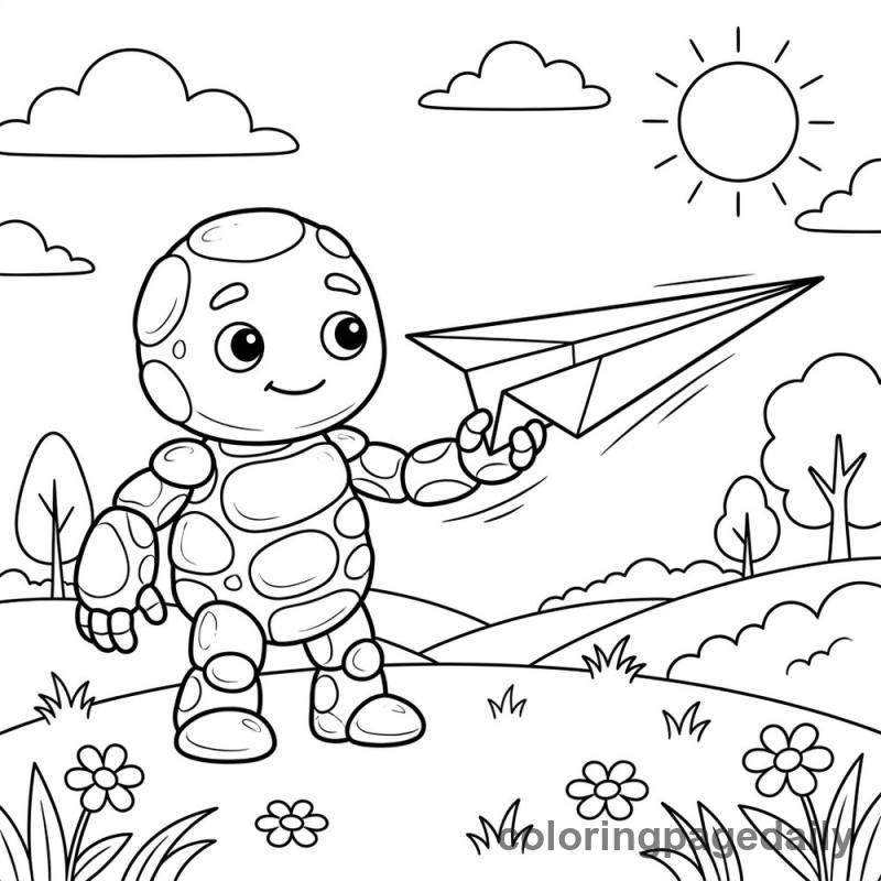 Pebble Golem Flies Plane - Colored reference example