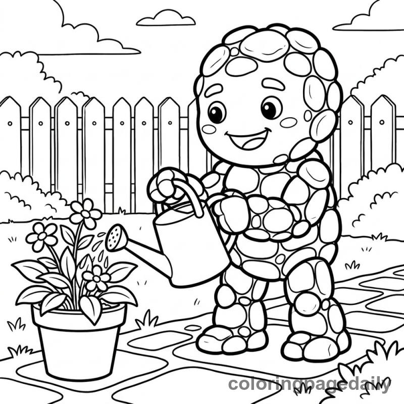 Pebble Golem Gardener - Colored reference example