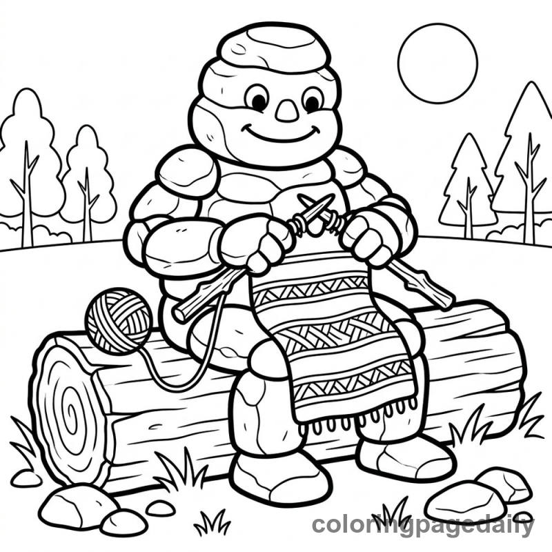 Pebble Golem Knitting - Colored reference example