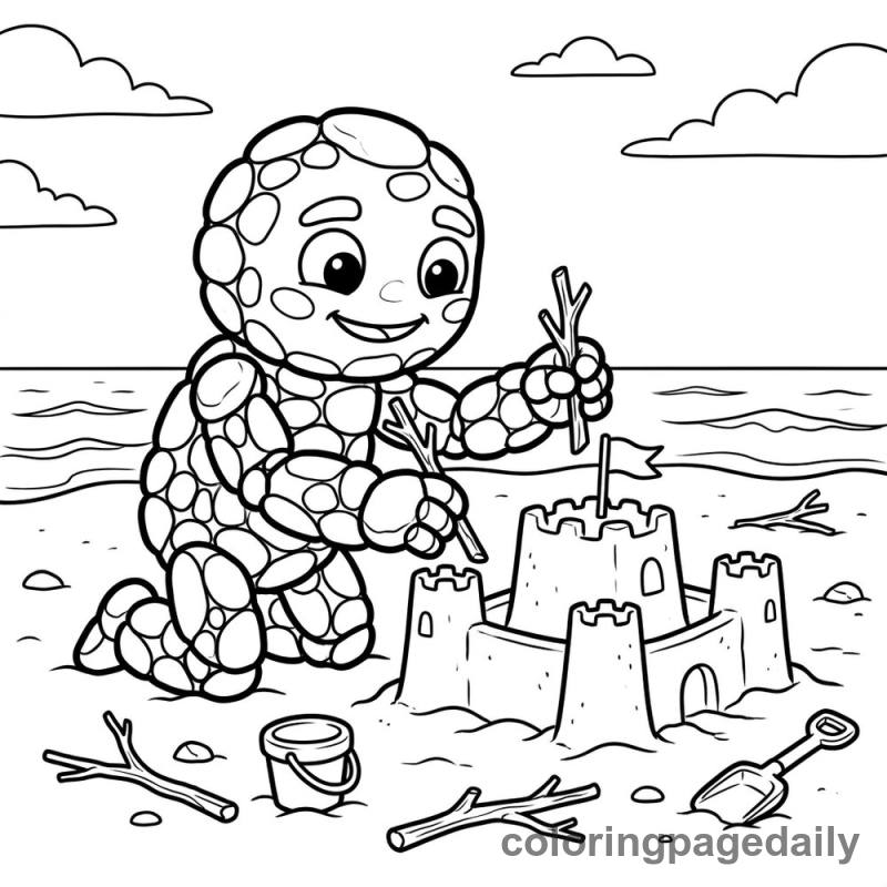 Pebble Golem Sandcastle Builder - Colored reference example
