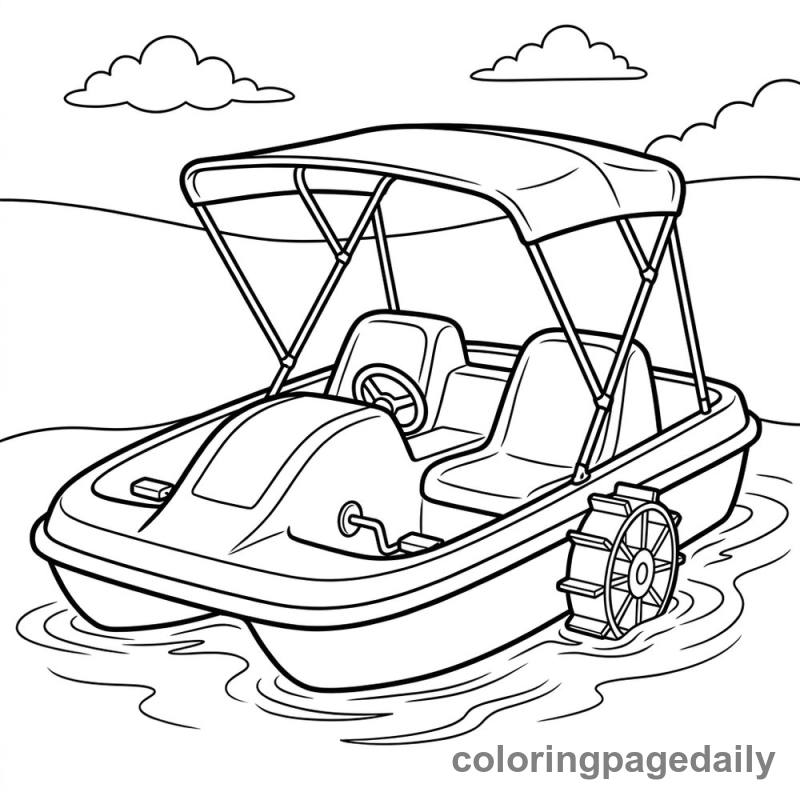 Pedal Boat Fun - Daily printable coloring page in Vehicle category