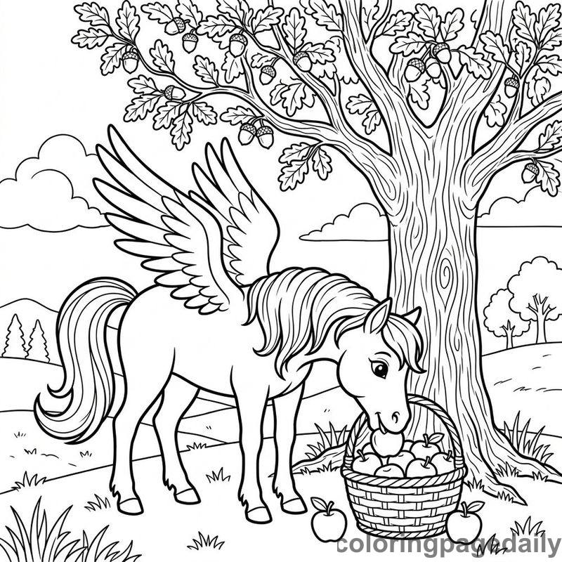 Pegasus Eating Apples - Colored reference example