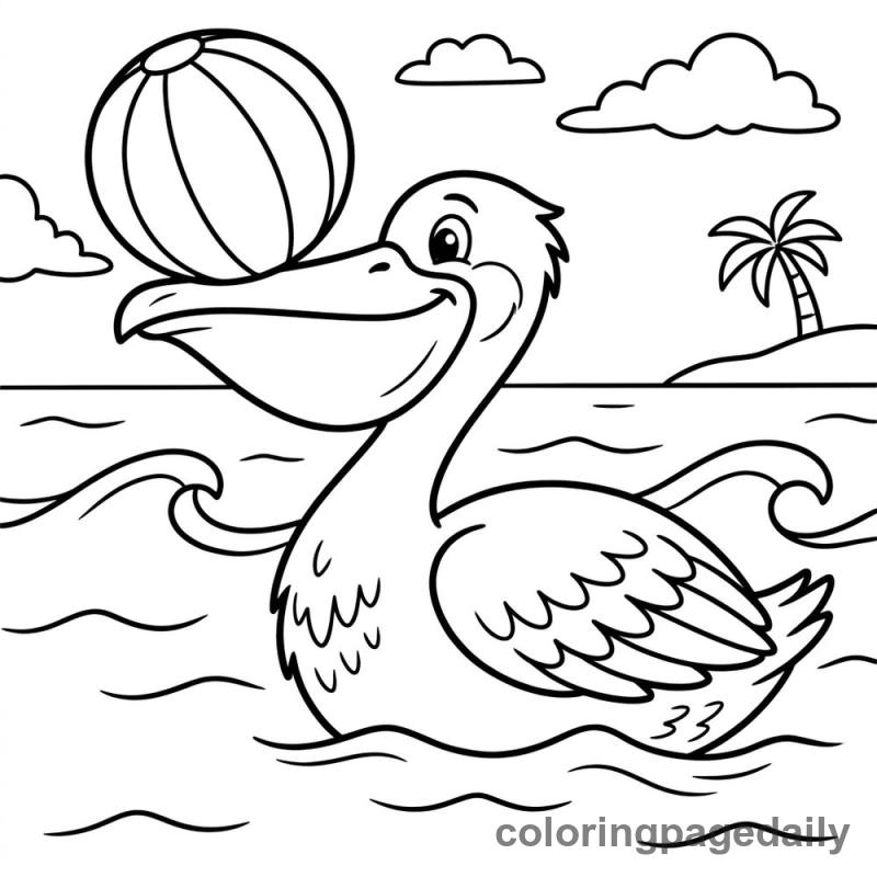 Pelican Balancing Beach Ball - Colored reference example