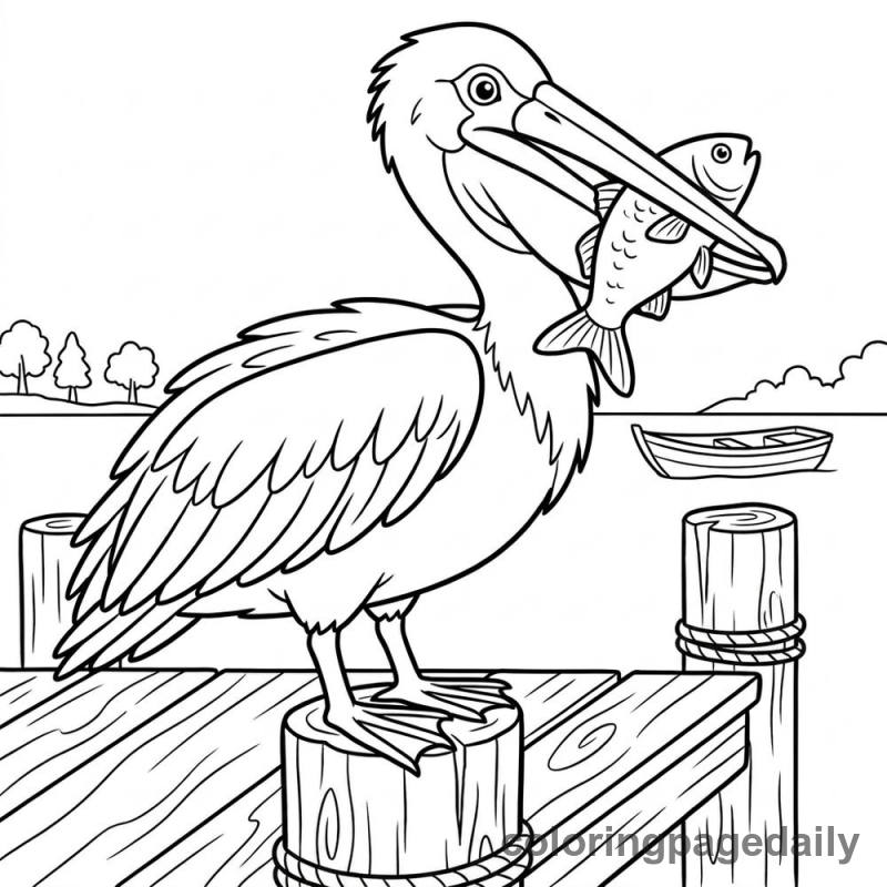 Pelican Catching Lunch - Colored reference example