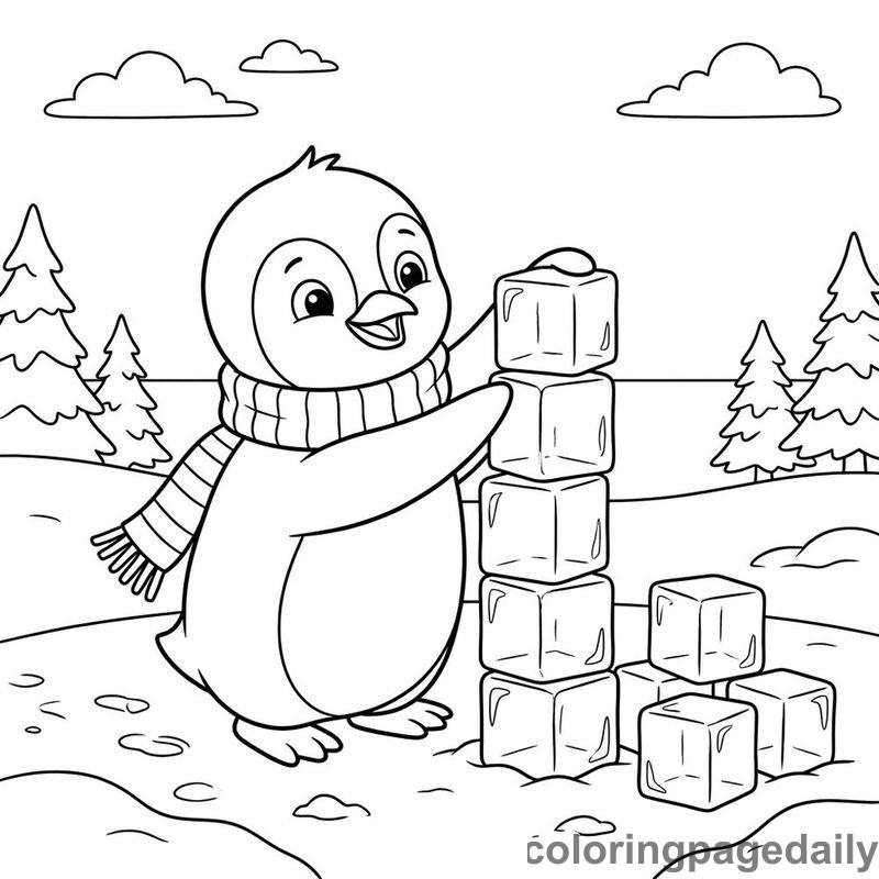 Penguin Building Ice Tower - Colored reference example