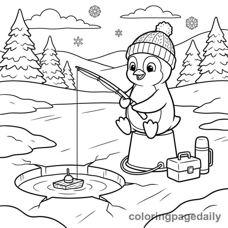 Penguin Ice Fishing - Colored reference example