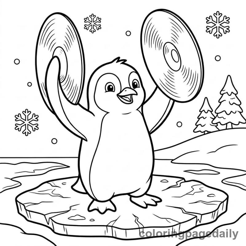 Penguin Playing Cymbals - Colored reference example