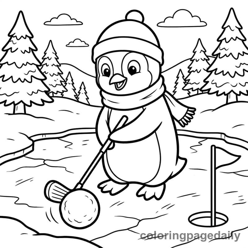 Penguin Playing Golf - Colored reference example