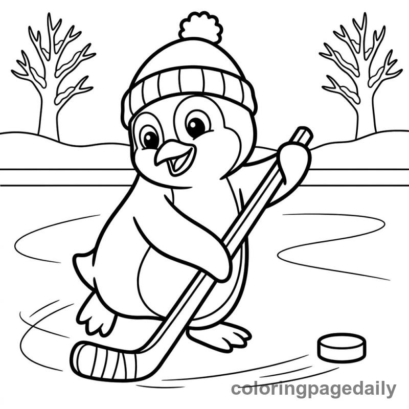 Penguin Playing Hockey - Colored reference example