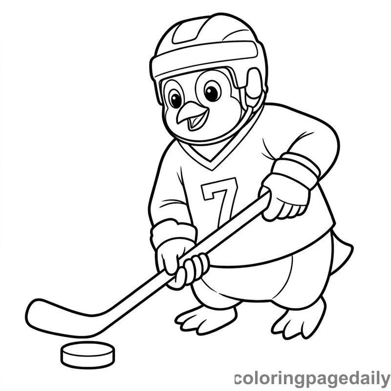 Penguin Playing Hockey - Colored reference example