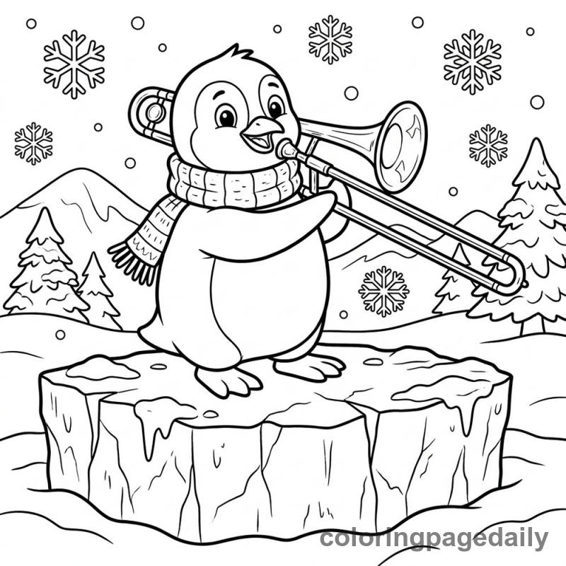 Penguin Playing Trombone - Colored reference example