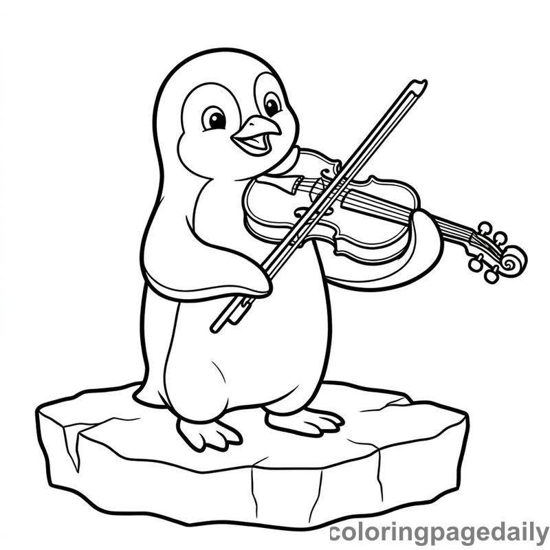 Penguin Playing Violin - Colored reference example