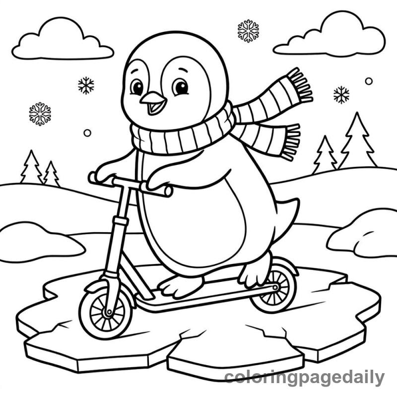 Penguin Riding Scooter - Colored reference example