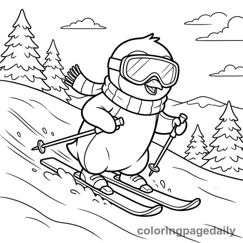 Penguin Skiing Adventure - Colored reference example