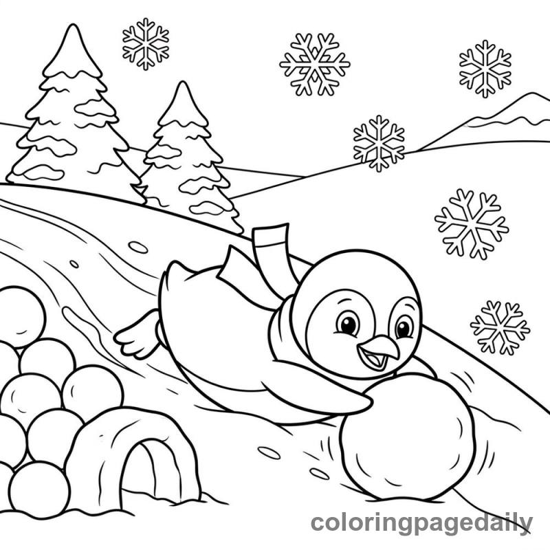 Penguin Sliding Down - Colored reference example