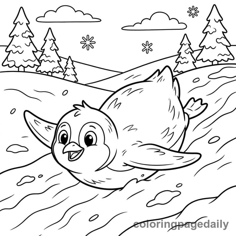 Penguin Sliding Down Hill - Colored reference example