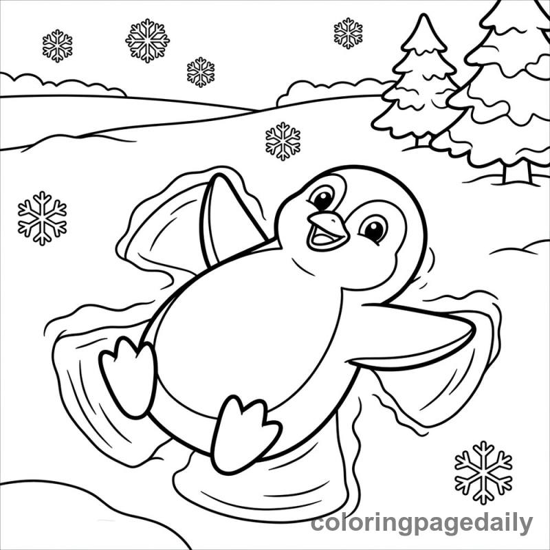 Penguin Snow Angel - Colored reference example