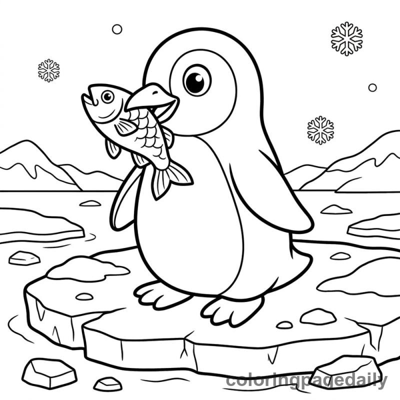 Penguin With Fish - Colored reference example