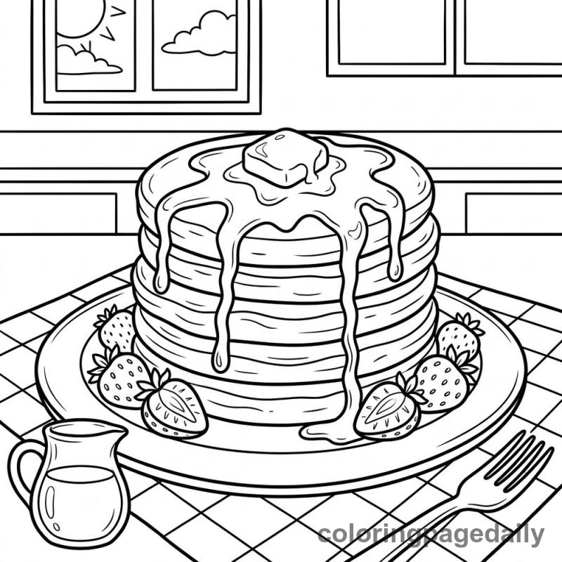 Perfect Pancake Morning - Daily printable coloring page in Food category