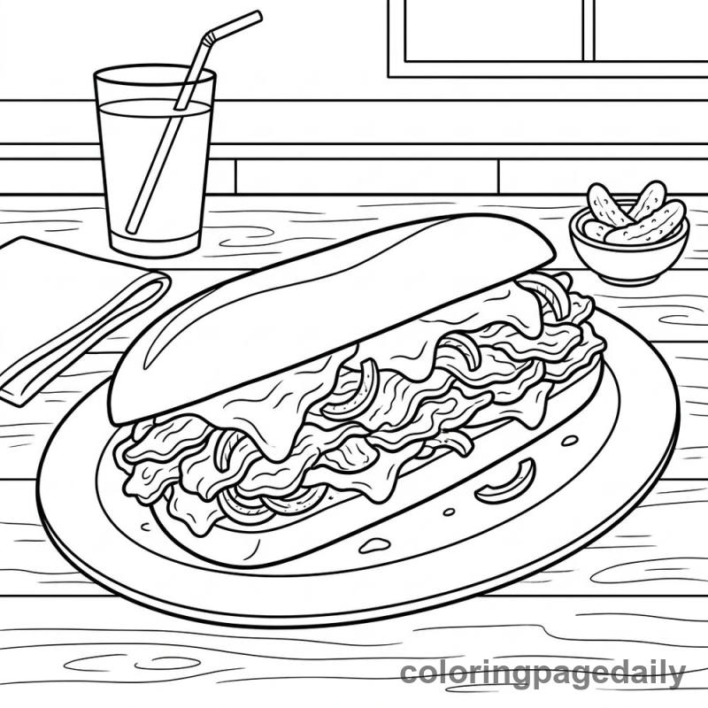 Philly Cheesesteak Sandwich - Colored reference example