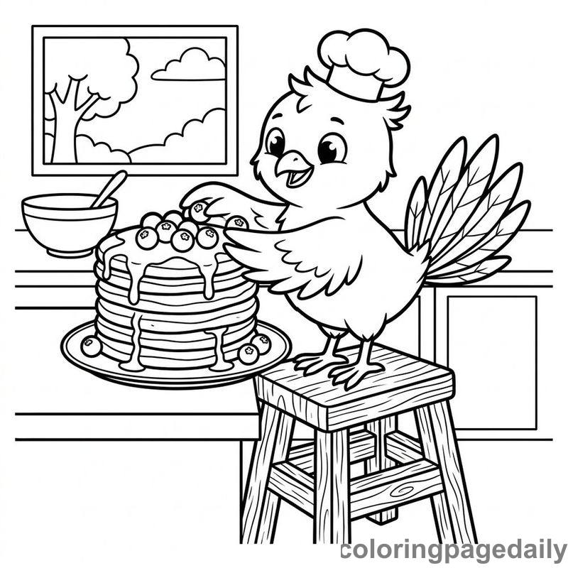 Phoenix Chick Decorating Pancakes - Colored reference example