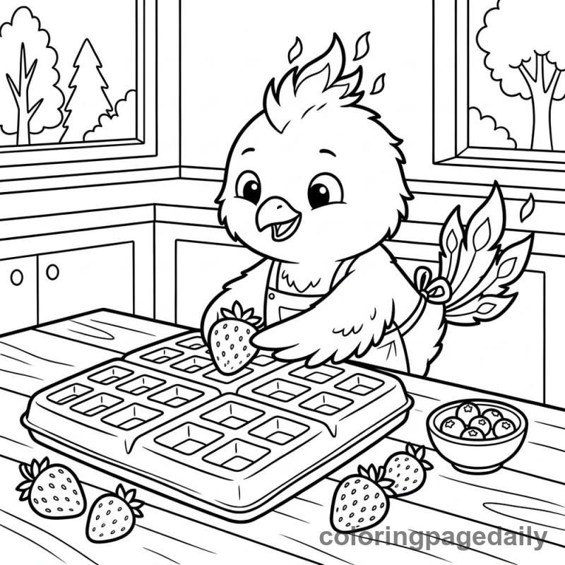 Phoenix Chick Decorating Waffle - Colored reference example