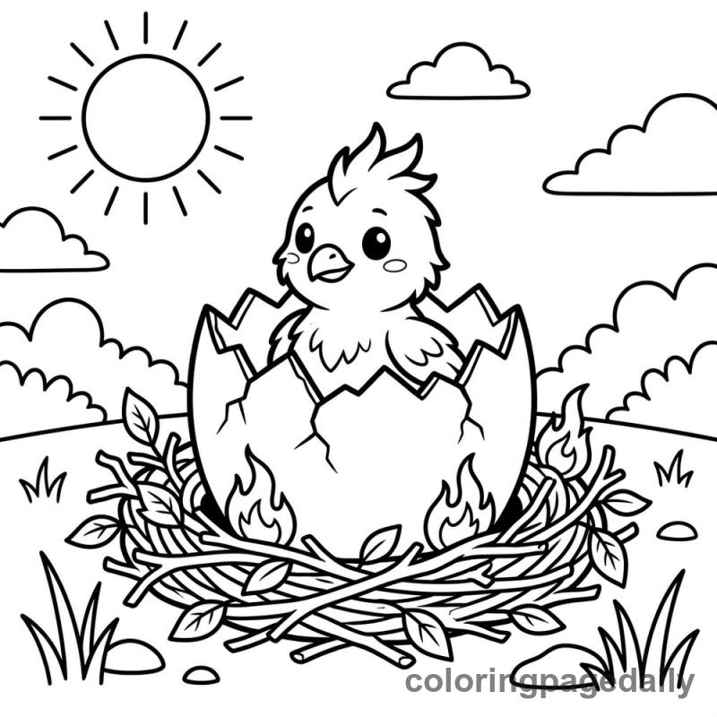 Phoenix Chick Hatching - Colored reference example