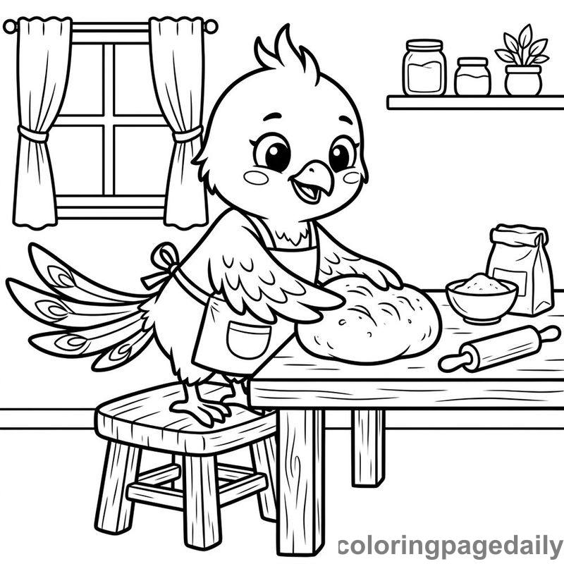 Phoenix Chick Kneading Dough - Daily printable coloring page in Mythical Creature category