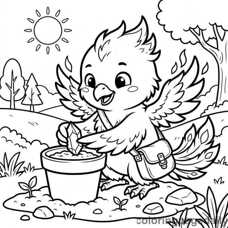 Phoenix Chick Planting Crystal - Colored reference example