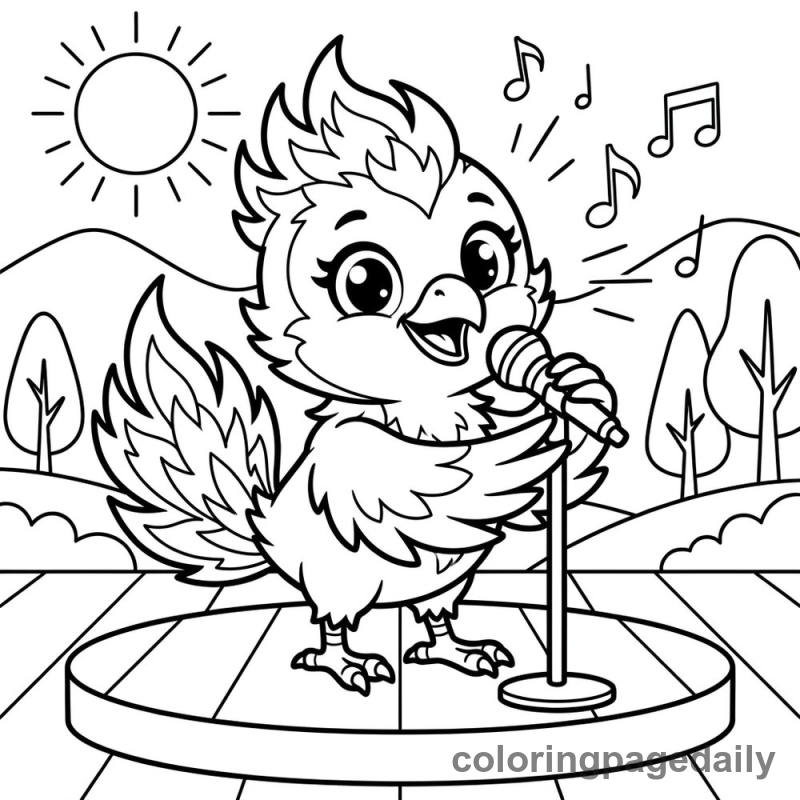 Phoenix Chick Pop Star - Daily printable coloring page in Mythical Creature category