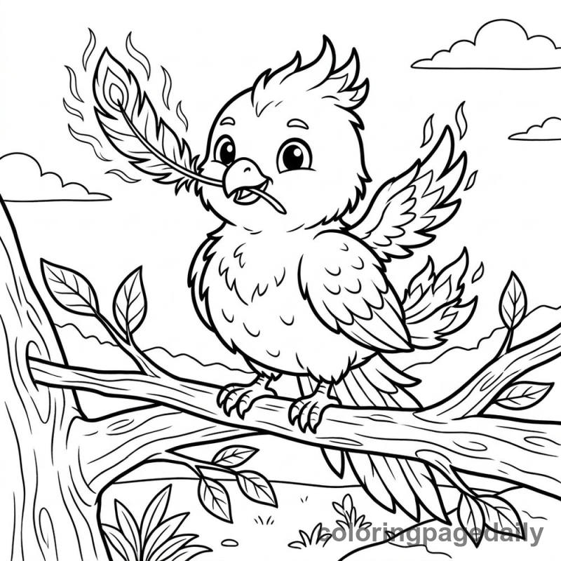 Phoenix Chick's First Glowing Feather - Colored reference example