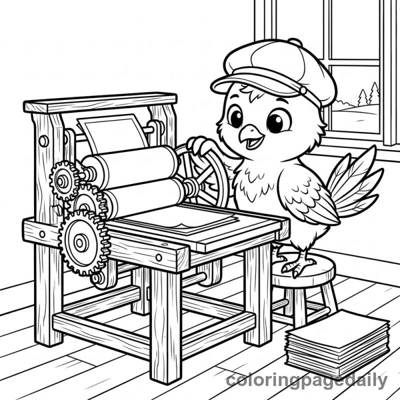Phoenix Printing Press - Daily printable coloring page in Mythical Creature category