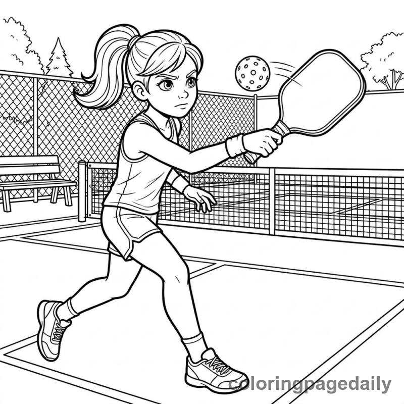 Pickleball Player Hitting - Colored reference example