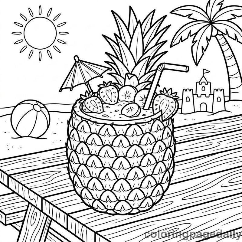 Pineapple Summer Fruit Smoothie - Colored reference example