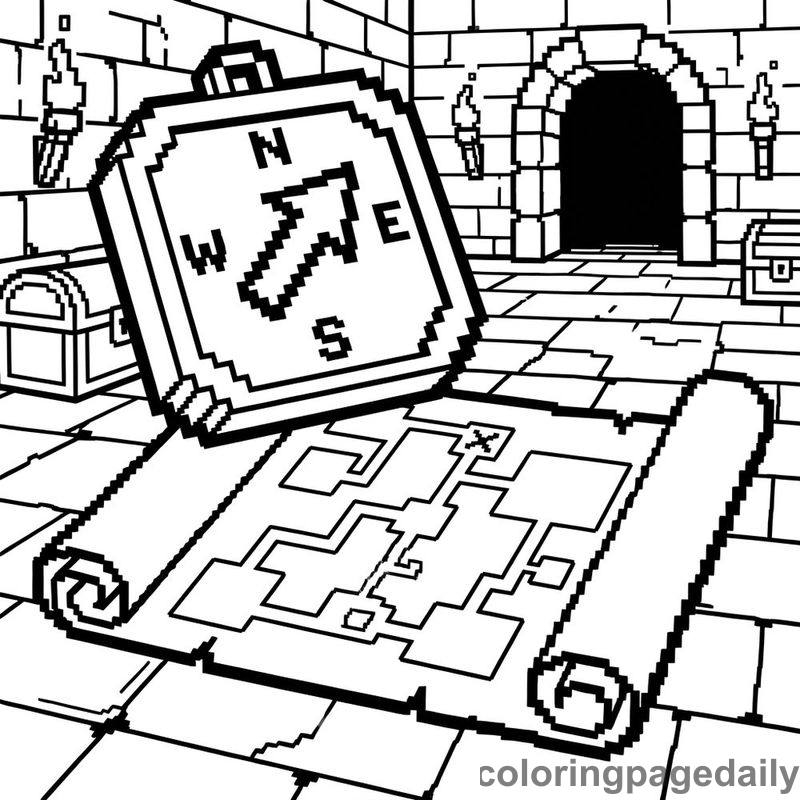 Pixelated Adventure Compass - Colored reference example