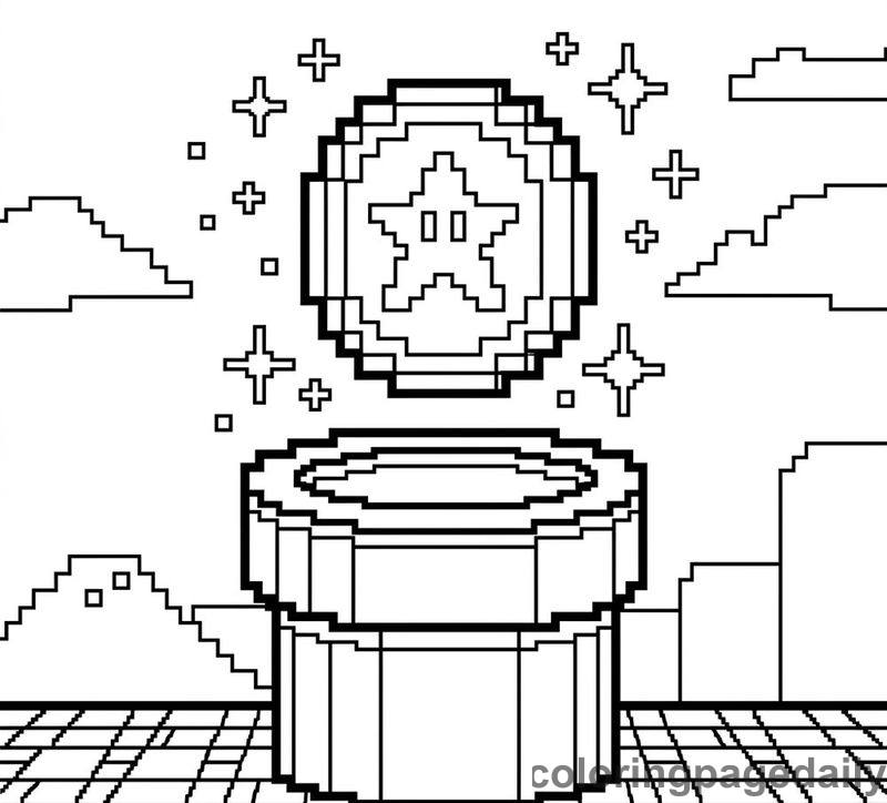 Pixelated Coin Over Warp Pipe - Colored reference example