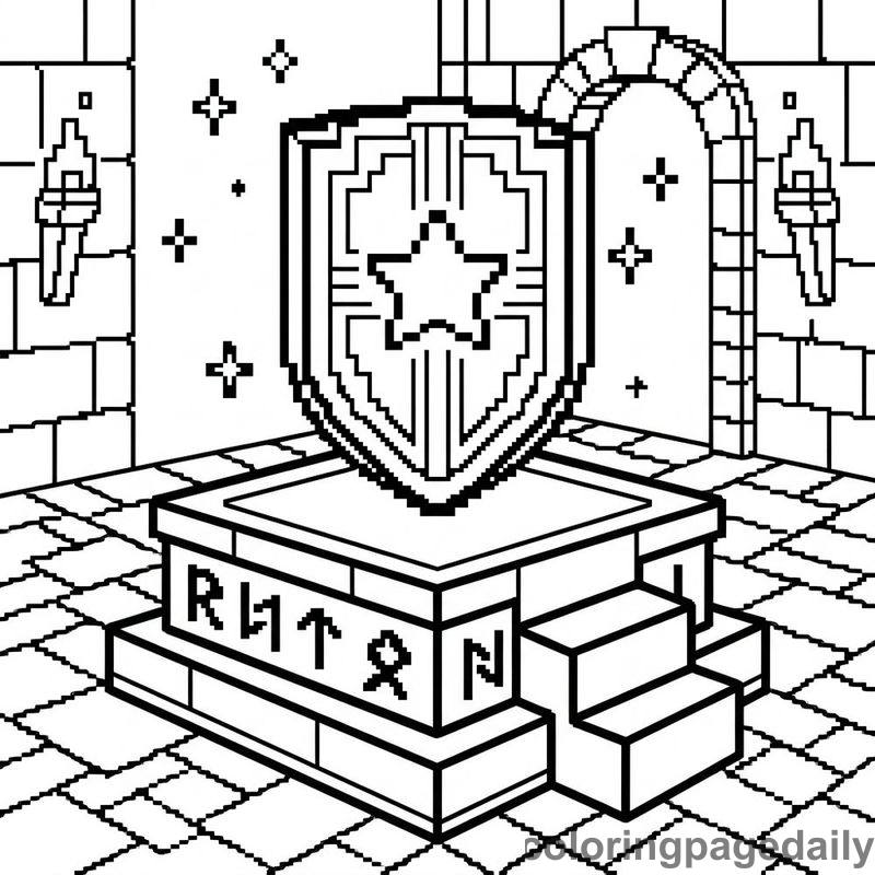 Pixelated Magic Shield Floating - Colored reference example