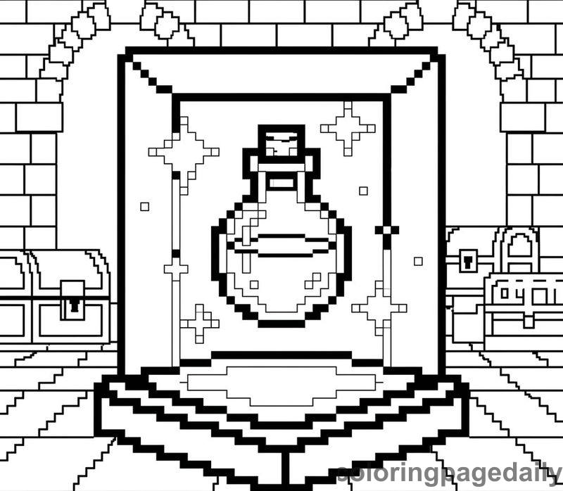 Pixelated Potion Bottle - Daily printable coloring page in Video Games and Pixel Art category