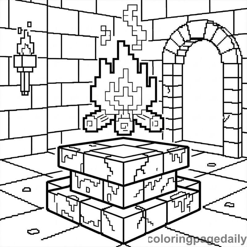 Pixelated Retro Campfire Floating - Colored reference example